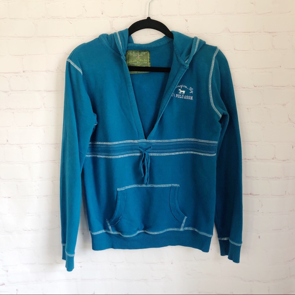 💐5/$25!💐US Polo Assn turquoise hoodie  XL